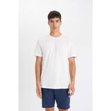 DeFacto Slim Fit Dar Kesim Bisiklet Yaka Modal Karışımlı Pamuklu Basic Düz Kısa Kollu Tişört - Beyaz-WT34 - 2XL