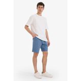 DeFacto Slim Fit Dar Kesim Cepli Pamuklu Basic Düz Bermuda Şort, M, W1105AZ25SP, Mavi, Erkek