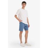 DeFacto Slim Fit Dar Kesim Cepli Pamuklu Basic Düz Bermuda Şort, S, W1105AZ25SP, Mavi, Erkek