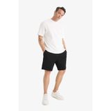DeFacto Slim Fit Dar Kesim Cepli Pamuklu Basic Düz Bermuda Şort, S, W1105AZ25SP, Siyah, Erkek