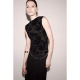 DeFacto Slim Fit Dar Kesim Çiçekli Bisiklet Yaka Tül Kolsuz Bluz G6610AX25WN - Siyah-BK81
