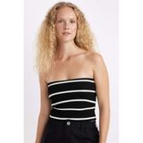 DeFacto Slim Fit Dar Kesim Çizgili Straplez Bluz D4232AX24HS