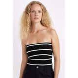 DeFacto Slim Fit Dar Kesim Çizgili Straplez Bluz