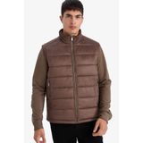 DeFacto Slim Fit Dar Kesim Dik Yaka Astarlı Süet Yelek, XL, Slim Fit Dik Yaka Astarlı Süet Yelek, Kahve-BN534, Erkek