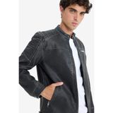 DeFacto Slim Fit Dar Kesim Dik Yaka Fermuarlı Biker Suni Deri Mont E8855AX25AU