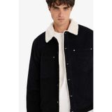 Defacto Slim Fit Dar Kesim Gömlek Yaka Peluş Astar Çıtçıtlı Pamuklu İç Cepli Mont E9244ax25wnbk27 Siyah