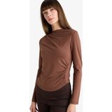 DeFacto Slim Fit Dar Kesim Kayık Yaka Uzun Kollu Bluz D5300AX25AU - Kahve-BN318