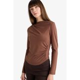 DeFacto Slim Fit Dar Kesim Kayık Yaka Uzun Kollu Bluz D5300AX25AU