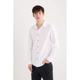 DeFacto Slim Fit Dar Kesim Pamuklu Basic Düz Uzun Kollu Beyaz Gömlek A4644AX25SPWT34