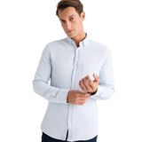 DeFacto Slim Fit Dar Kesim Polo Yaka Dokulu Uzun Kollu Siyah Gömlek, XS, T2066AZ24AU, Mavi-BE723, Erkek
