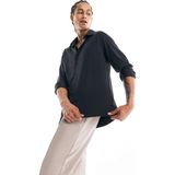 DeFacto Slim Fit Dar Kesim Polo Yaka Esnek Kumaş Basic Düz Uzun Kollu Siyah Gömlek B6491AX25SP - Siyah-BK81 - Dropsuz - 2XL