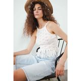 DeFacto Slim Fit Dar Kesim Püskül Detaylı Triko Atlet, M, F7081AX25SM, Ekru-ER98, Kadın