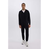 Defacto Slim Fit Dar Kesim Standart Paça Skuba Dalgıç Kumaş Jogger Eşofman Altı, Siyah, M