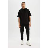 DeFacto Slim Fit Dar Kesim Standart Paça Skuba Dalgıç Kumaş Jogger Eşofman Altı, XS, Z9112AZ24AU, Siyah, Erkek