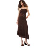 DeFacto Slim Fit Dar Kesim Straplez Dantel Bluz, L, F5166AX25SM, Kahve-BN591, Kadın