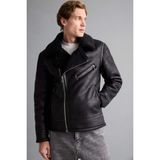 Defacto Slim Fit Dar Kesim Suni Kürk Astarlı Fermuarlı Cepli Süet Deri Kışlık Ceket Mont, S, Slim Fit Dar Kesim Suni Kürk Astarlı Fermuarlı Cepli Süet Deri Kışlık Ceket Mont, Siyah, Erkek
