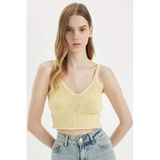 DeFacto Slim Fit Dar Kesim V Yaka Askılı Örgü Kroşe Atlet, M, A8433AX24SM, Sarı-YL242
