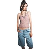 DeFacto Slim Fit Dar Kesim V Yaka Dantel Askılı Atlet, L, F6005AX25HS, Pembe-BR86, Kadın