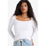 Defacto Slim Fit Dar Kesim Yuvarlak Yaka Basic Düz Fitilli Kaşkorse Uzun Kollu Tişört E5768ax25auwt83 Beyaz