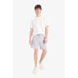 DeFacto Slim Fit Dar Paça Şort, S, W7965AZ25SM, Gri, Erkek
