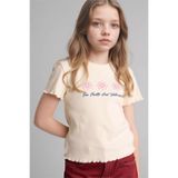DeFacto Slım Fıt Desenli Fitilli Kaşkorse Ekru Kız Çocuk T-Shirt B6689A8/ER98