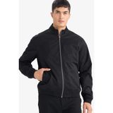 Defacto Slim Fit Dik Yaka Astarlı Fermuarlı Mont, L, Slim Fit Dik Yaka Astarlı Fermuarlı Mont, Siyah, Erkek