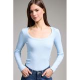DeFacto Slim Fit Fitilli Kaşkorse Tişört, XL, G8479AX26SP, Mavi, Kadın
