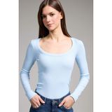 DeFacto Slim Fit Fitilli Kaşkorse Tişört, XXL, G8479AX26SP, Mavi, Kadın