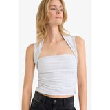 DeFacto Slim Fit Kare Yaka Atlet Gri Melanj, M, F8117AX25AUGR93-218052, Gri Melanj, Kadın
