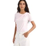 DeFacto Slim Fit Kayık Yaka Kısa Kollu Tişört, L, F8008AX25AU, Pembe-PN648, Kadın