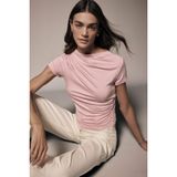 DeFacto Slim Fit Kayık Yaka Kısa Kollu Tişört, XL, E7016AX26SP, Pembe-PN186, Kadın