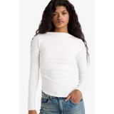 DeFacto Slim Fit Kayık Yaka Ribana Uzun Kollu Tişört Ekru, 2XL, G1581AX25AU, Ekru-ER105, Kadın