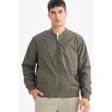 DeFacto Slim Fit Kolej Yaka Bomber Su Geçirmez Mont, L, Slim Fit Kolej Yaka Bomber Mont, Haki-KH522, Erkek