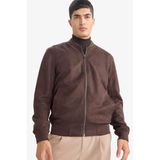 Defacto Slim Fit Kolej Yaka Bomber Süet Mont, 2XL, Kolej Yaka Bomber Süet Mont, Kahverengi, Erkek, Kahve, XXL