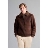 DeFacto Slim Fit Kürklü Polo Yaka Astarlı Fermuarlı Cepli Süet Mont A3869AX25WN - 2XL - Kahve-BN539
