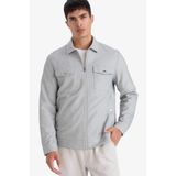 DeFacto Slim Fit Polo Yaka Astarlı Fermuarlı Mont, 3XL, Slim Fit Polo Yaka Astarlı Fermuarlı Mont, Gri, Erkek