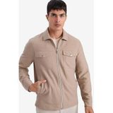 DeFacto Slim Fit Polo Yaka Astarlı Fermuarlı Mont, M, Slim Fit Polo Yaka Astarlı Fermuarlı Mont, Bej-BG716, Erkek, D7533AX26SP