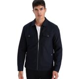 DeFacto Slim Fit Polo Yaka Astarlı Fermuarlı Mont, S, Slim Fit Polo Yaka Astarlı Fermuarlı Mont, Lacivert, Erkek