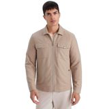 DeFacto Slim Fit Polo Yaka Astarlı Fermuarlı Mont, XL, Slim Fit Polo Yaka Astarlı Fermuarlı Mont, Bej-BG716, Erkek, D7533AX26SP