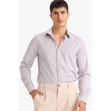 DeFacto Slim Fit Polo Yaka Basic Düz Uzun Kollu Gömlek, L, F9884AX26SP, Mor-PR307, Erkek
