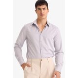DeFacto Slim Fit Polo Yaka Basic Düz Uzun Kollu Gömlek, XL, F9884AX26SP, Mor-PR307, Erkek