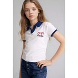 DeFacto Slim Fit Polo Yaka Baskılı Tişört Kız Çocuk G1001A826SM - Beyaz-WT79 - 8 - 9 Yaş