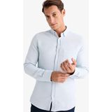 DeFacto Slim Fit Polo Yaka Dokulu Uzun Kollu Gömlek T2066AZ25SP - Mavi-BE723