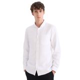 DeFacto Slim Fit Polo Yaka Dokulu Uzun Kollu Gömlek, XS, T2066AZ25SP, Beyaz, Erkek