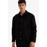 DeFacto Slim Fit Polo Yaka Fermuarlı Mont, L, F8471AX26SP, Siyah-BK27, Erkek