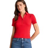 DeFacto Slim Fit Polo Yaka Fitilli Kaşkorse Tişört Kırmızı, XL, C6249AX26SP, Kırmızı-RD256, Kadın