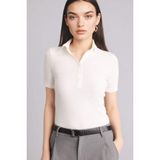 DeFacto Slim Fit Polo Yaka Fitilli Kaşkorse Tişört, XL, C6249AX26SP, Beyaz, Kadın