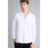 DeFacto Slim Fit Polo Yaka Uzun Kollu Gömlek, L, G6496AX26SP, Beyaz-WT34, Erkek