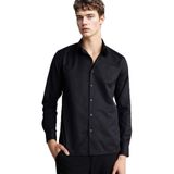 DeFacto Slim Fit Polo Yaka Uzun Kollu Gömlek, M, G6496AX26SP, Siyah-BK27, Erkek