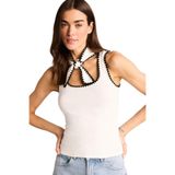 DeFacto Slim Fit Ribana Atlet Ekru, L, H3881AX26SM, Ekru-ER105, Kadın